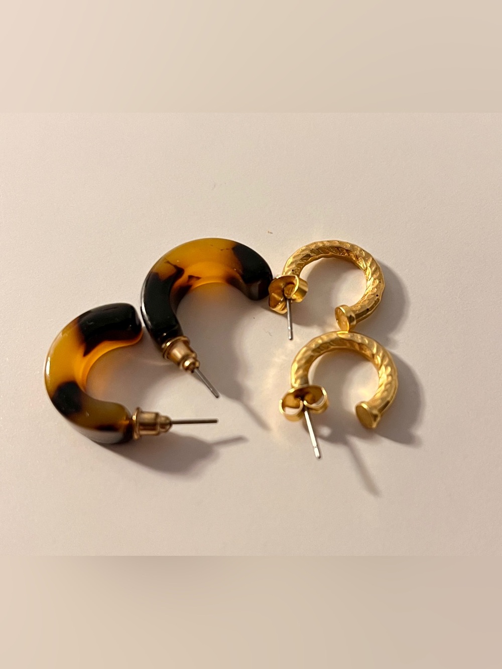Gold & Tortoiseshell Hoop Earring Duo Mixed Minis